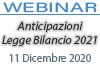 11/12/2020 Webinar Formativo: Anticipazioni Legge Bilancio 2021